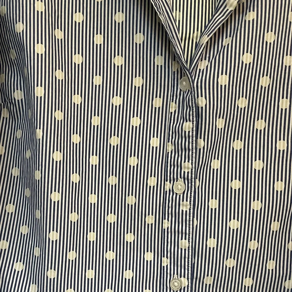 Boden Relaxed Button-down Weekend Blue White Polka Dot Striped Shirt 100% Cotton - Picture 3 of 6